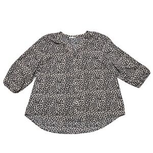 Maurices Black and Cream Animal Print Blouse. Business casual Feminine Fun